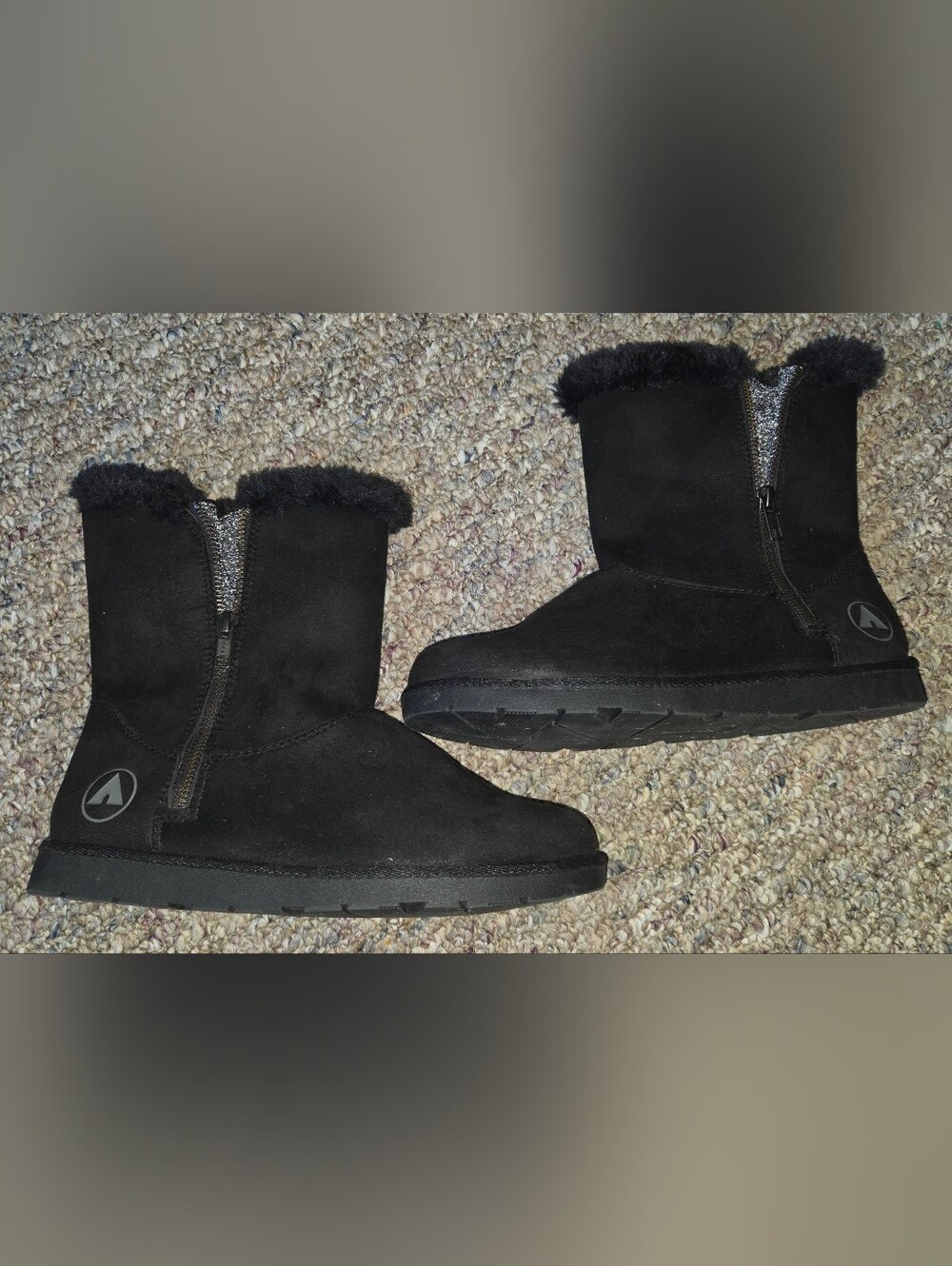 Women’s Black Faux-Suede Fur-Lined Boots